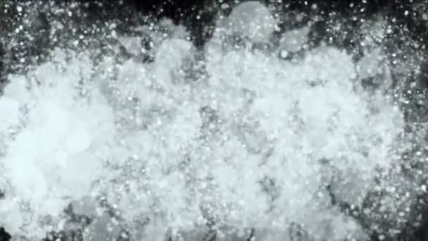 Snowball Vlekken Inkt Vuil Sneeuw Hagelsteen Deeltjes Verontreiniging Vuurwerk — Stockvideo