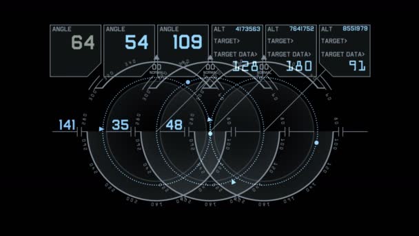 Gps 信号科技屏幕显示 未来科学科幻数据计算机游戏导航仪表板技术界面背景 — 图库视频影像