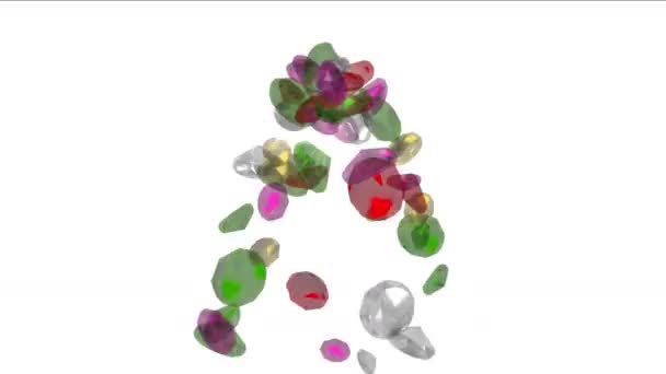 Cayendo Gemas Diamantes Joyas Cristal Piedras Preciosas Ricos Minerales Riqueza — Vídeo de stock