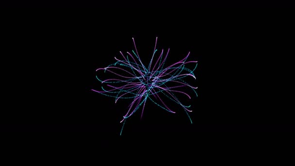 4k Абстрактні частинки волоконно-оптичний кабель феєрверк лінії простору фону . — стокове відео