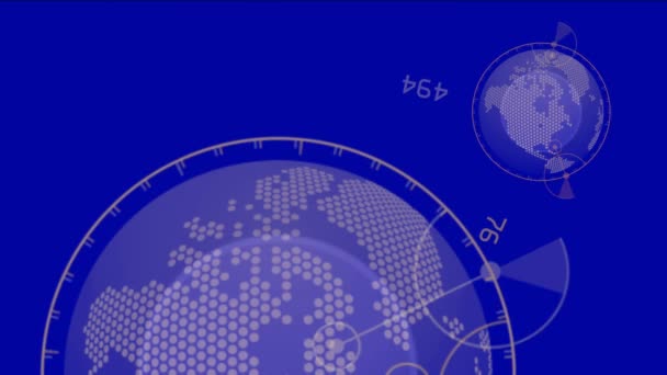 4k global gps Erde Stadtplan Militär Radar GPS Bildschirm Navigationsschnittstelle. — Stockvideo