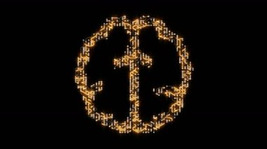 4k elektronlar hareketli futuristik bir devre kartı beyin şeklinde..