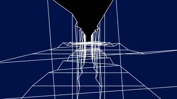 4k Snelle beweging in de digitale wikkelingstunnel, abstracte technologietunnel, fly t — Stockvideo