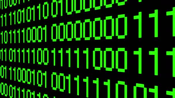 4k Matrix biçimli ikili kod, sıfırdan bir basamağa geçiş matrisi. — Stok video