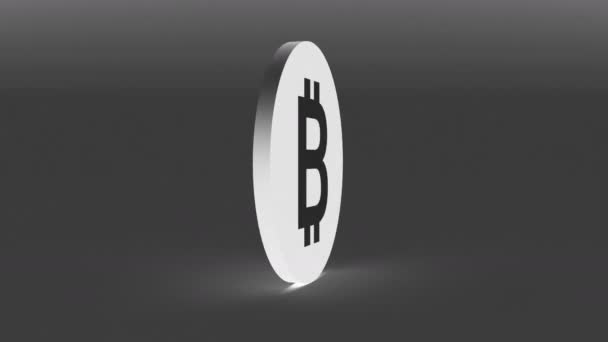 4 k ビットコイン暗号通貨ロゴ 3 d 回転 btc コイン金融ビジネス アニメーション. — ストック動画