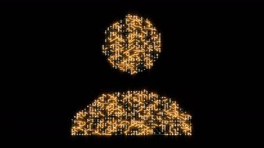 4k elektronlar hareketli futuristik bir devre kartı Kullanıcı sembolü şeklinde..