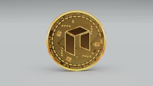 4 k Neo mince Crypto měna Logo 3d otáčení finance peněžní podnikání. — Stock video
