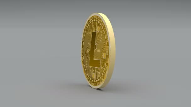 Монета Литекоина LTC Crypto Currency Logo 3D вращает финансовый денежный бизнес . — стоковое видео