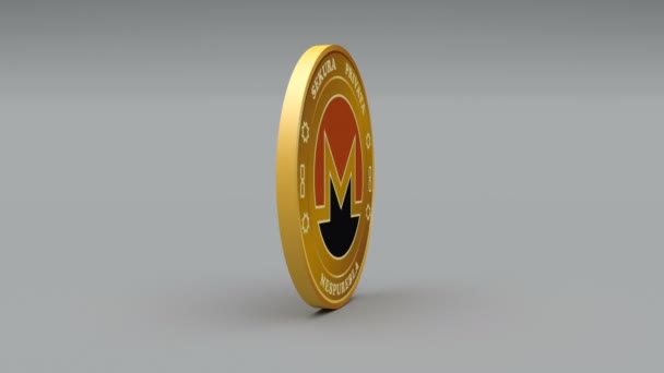 4 к Monero монета Xmr криптографічного валюту логотип 3d поворот Фінанси Монетна справа. — стокове відео