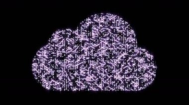 4k elektronlar hareketli futuristik bir devre kartı bilgisayar bulut şeklinde..