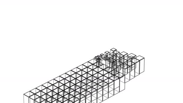 Processus de génération de matrice de boîte abstraite 4k, arrière-plan Web technique . — Video