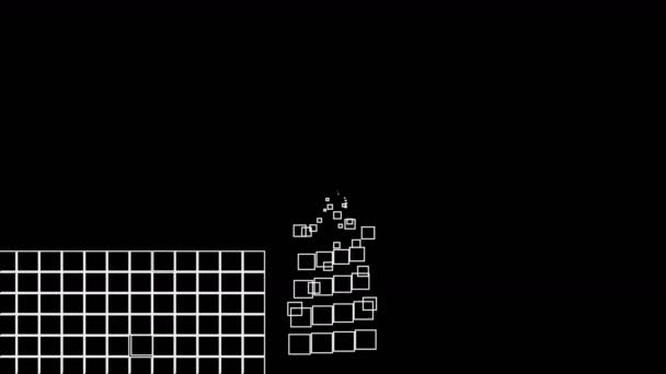 4 k abstracte vierkante matrix generatie proces, tech webachtergrond. — Stockvideo