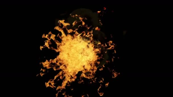 4 k heet vuur brandende achtergrond, Vuurwerk explosie deeltje rook macht energie. — Stockvideo