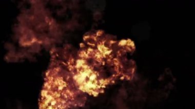 4 k sıcak ateş yanan arka plan, soyut güçlü patlama parçacık duman güç havai fişek enerji.