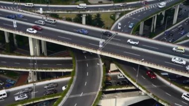 Yoğun şehir Bitirim yoğun trafik reçel otoyol, hava görünümünü Şanghay değişim Yan'an Doğu yol uygulama projesi.