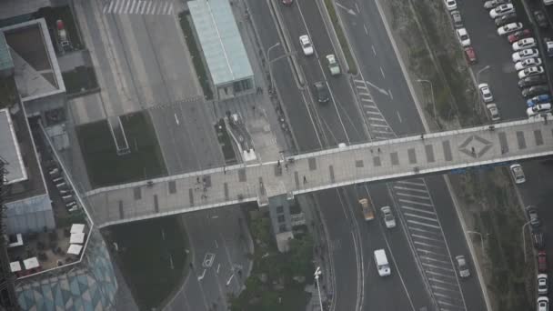 time lapse,aerial view of urban traffic  busy pedestrian in Shanghai,China.