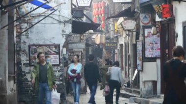 Geleneksel Çin eski kasaba evleri ve sokak, Çince sakinleri hayat.