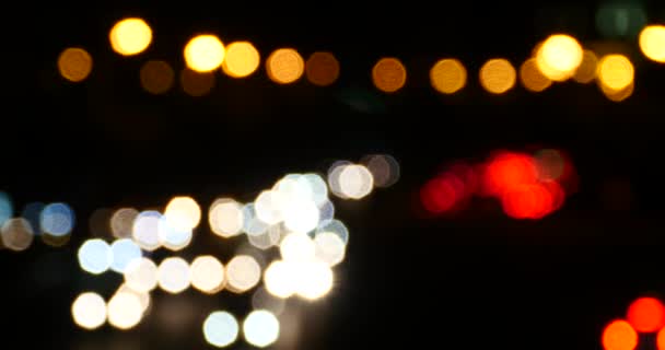 4 k třes osvětlení v noci, mnoho aut na nadjezdu, dopravní jams.illusion sen. — Stock video