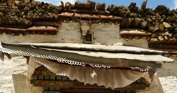Θιβέτ Παράδοση Σπίτια Θρησκεία Μοτίβο Λάσα Κάτοικος Περιοχής — Αρχείο Βίντεο
