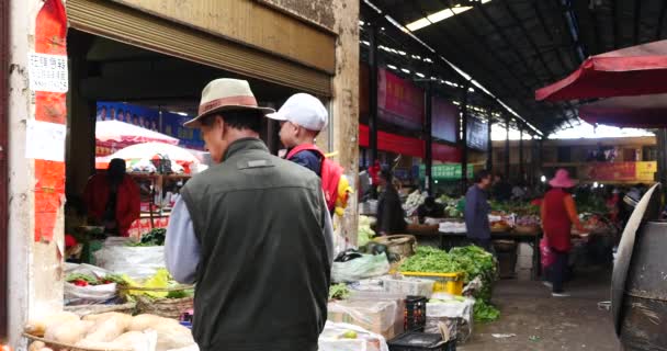 Variety Food Life Items Large Outdoor Trade Market Shangri China — Stock Video