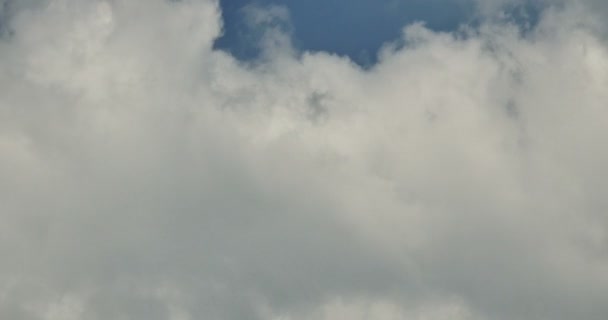 Panoramic Mavi Gökyüzünde Uçan Beyaz Altocumulus Bulutlar — Stok video