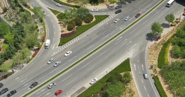 Timelapse Freeway Zajęty Dżem Godziny Szczytu Ruchu Autostrady Wiadukt Wymiany — Wideo stockowe