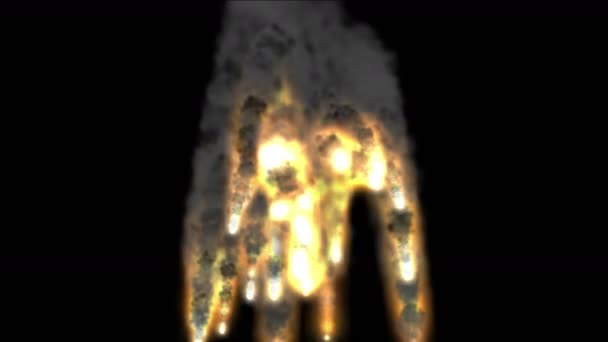 4k un grupo de misiles lanzados, erupción del volcán de la naturaleza, escena de guerra, día del juicio final . — Vídeo de stock