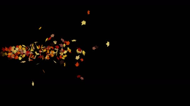 4k foglia d'acero lasciare cadere e brillare luce, autunno autunno romantico particella artistica . — Video Stock