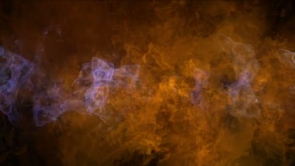 4k Энергия взрывной магмы, туман облаков, брызги дыма, частицы фейерверка огненного газа — стоковое видео