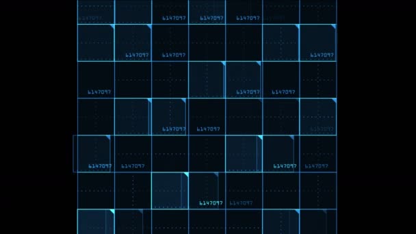 4k Virtual number square, science tech lines, matrix grid scanning background . — стоковое видео