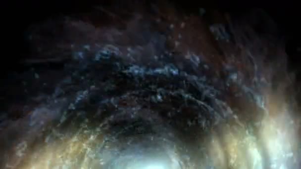 4k abstrakte Energie Vortex Universum Tunnel Feuerwerk Partikelloch Wirbelreise. — Stockvideo