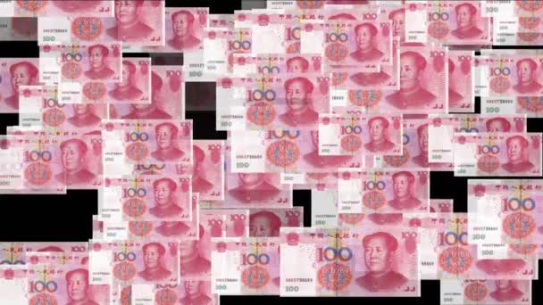 4k Float inminente 100 cuentas RMB dinero fondo de riqueza . — Vídeos de Stock