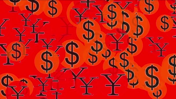 フロート米国ドル中国元金富シンボル 為替レートの背景 — ストック動画