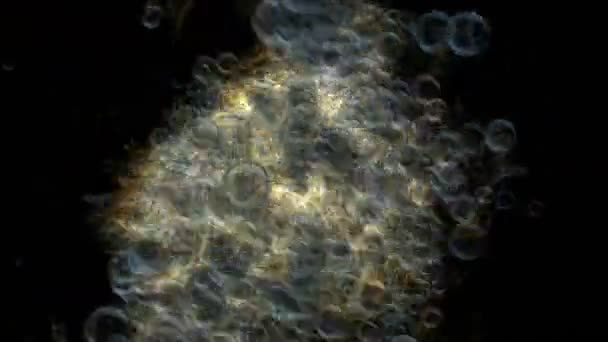 4 k Bubble blister zeep water onderwater, deeltjes vuurwerk soda achtergrond. — Stockvideo