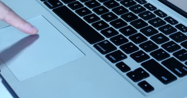 Finger Operating Touch Pad Computer Notebook Laptop Keyboard Input Closeup — Stock Video
