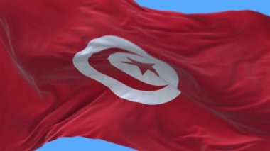 4k sorunsuz Yakın Tunus bayrağı yavaş wind.alpha kanal sallayarak kadar
