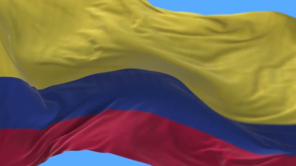 4k seamless up of Colombia flag slow waving in wind.alpha channel include — стоковое видео