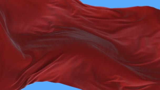 4k bezproblémové uzavření červené vlajky pomalu mával větrem. alfa kanál zahrnut. — Stock video