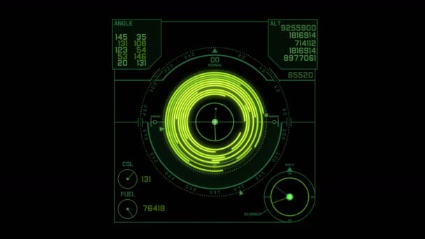 4k Radar GPS display de tela de tecnologia de sinal, ciência sci-fi navegação por computador de dados — Vídeo de Stock