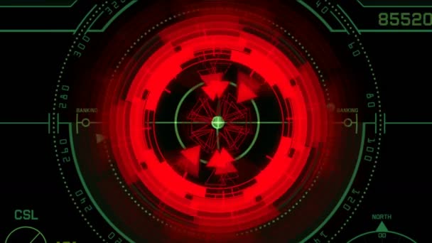 4k radar gps signal tech bildschirm display, science sci-fi daten computer navigation — Stockvideo