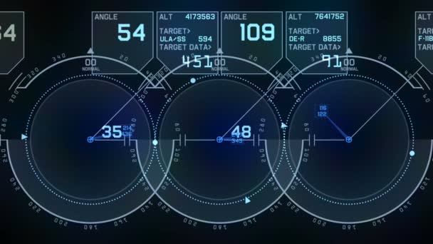 4 k radarowego Gps sygnał tech tęcza wystawa, nauka science-fiction danych komputera nawigacji — Wideo stockowe