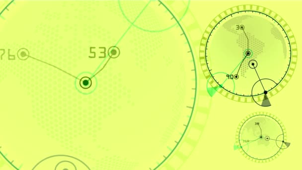 4k глобальная карта города GPS земля военный интерфейс навигации Radar GPS экран . — стоковое видео