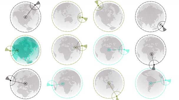 4 k küresel Gps dünya şehir harita askeri Radar Gps ekran navigasyon için arabirim. — Stok video