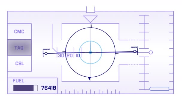 Pantalla de pantalla de tecnología de señal GPS de radar 4k, navegación por computadora de datos de ciencia ciencia ciencia ficción — Vídeo de stock