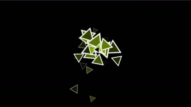 4 k trianglar diamanten, abstrakt geometri, sprutning partikel fyrverkerier bakgrund. — Stockvideo