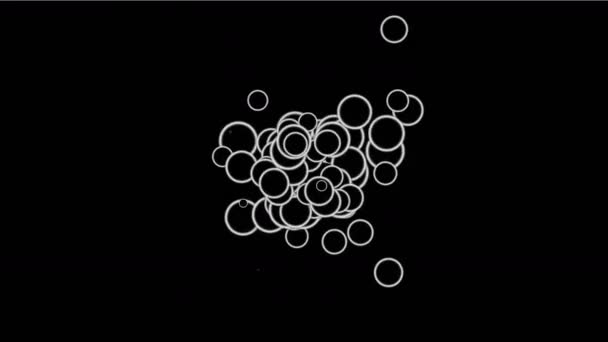 4k círculos burbujas ampollas esferas de gas puntos, huevos partículas fuegos artificiales fondo — Vídeo de stock