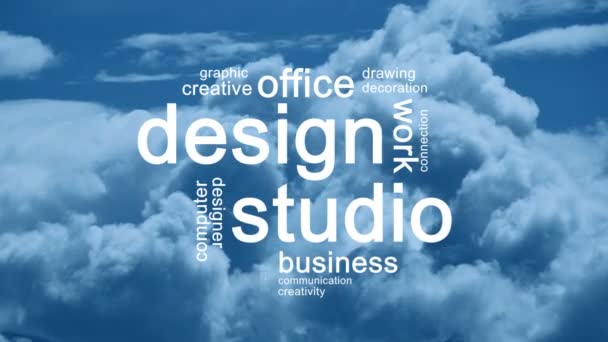 Design studio animierte tag word cloud, text design animation. — Stockvideo