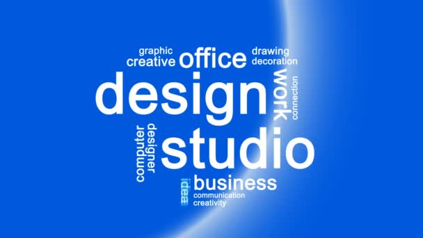 Ontwerp Studio Animated Word Cloud, Tekst Ontwerp Animatie. — Stockvideo