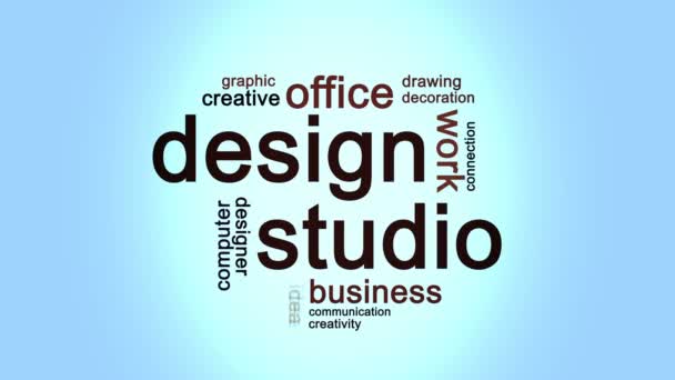 Design Studio Animado Word Cloud, Animação de Design de Texto. — Vídeo de Stock