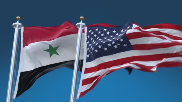 4k Seamless Latar belakang Amerika Serikat dan Suriah Flag, AS SYR SY . — Stok Video